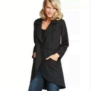 Cabi gray single button midweight jacket, ponte knit Lisbon topper,  medium